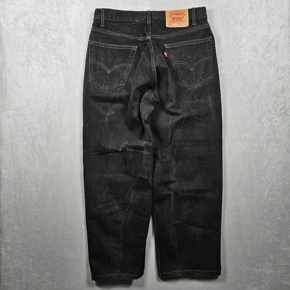 Vintage Levi's 550 Jeans Mens 34x32 (Actual 32x27) Black Denim Relaxed Baggy 90s